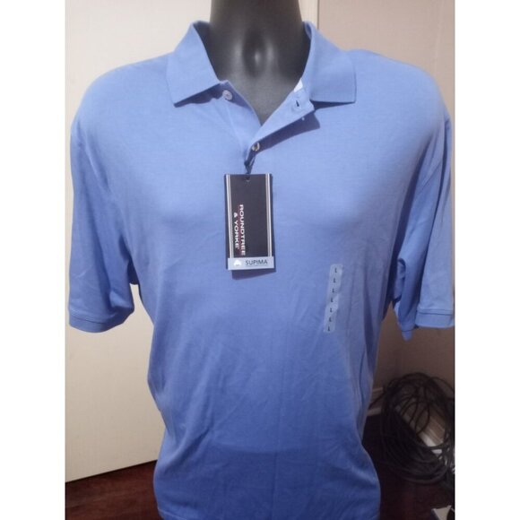 New Roundtree & Yorke Supima Men's Polo Shirt Blue size Large L New With Tags - Picture 1 of 10